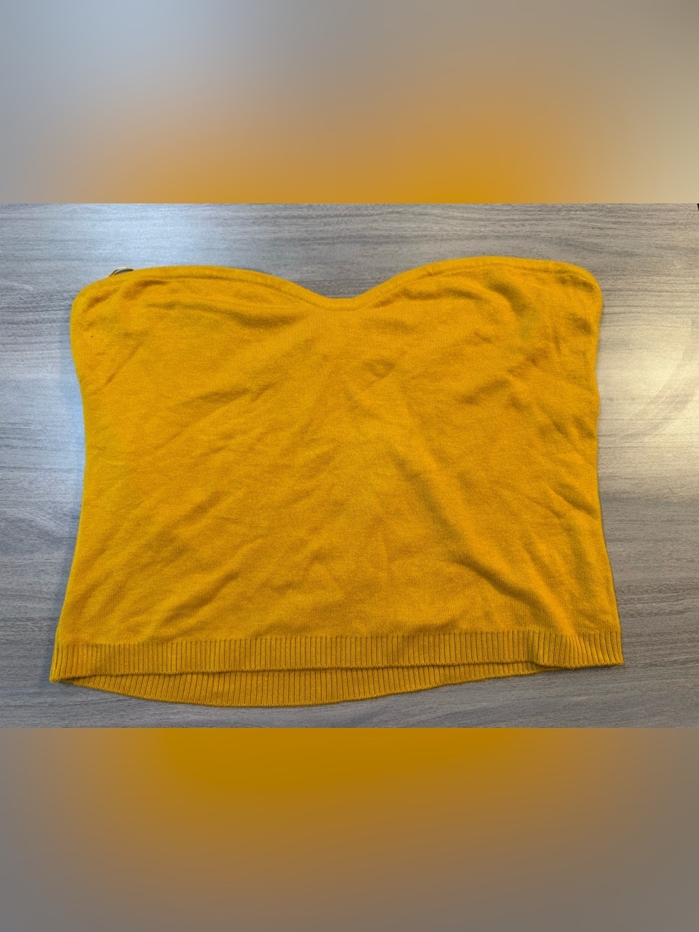 Mustard Yellow Strapless Knit Top